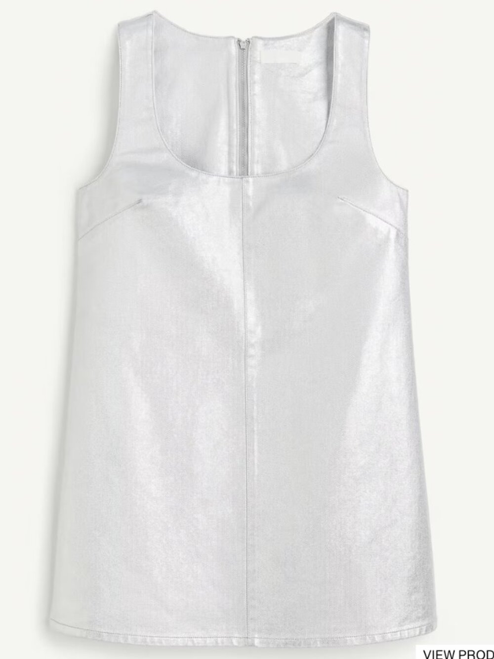 H&M Shimmering Metallic Silver Denim Mini Dress Sleeveless Size 40
